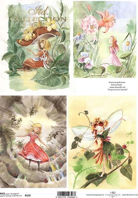 rice-paper-decoupage-elf-elves-Alice-in-Wonderland-fairy-tale-Joanna-Pasek-R0219 