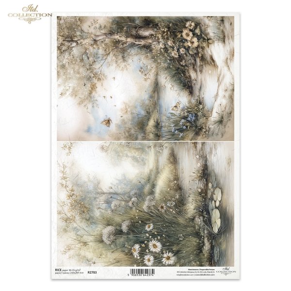 Sielanka, akwarela, natura, las, łąka, kwiaty polne*Idyllic, watercolor, nature, forest, meadow, wildflowers