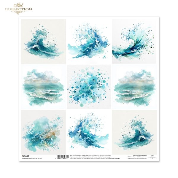 Morze, fala, ocean, woda, piana, bąbelki, akwarela*sea, wave, ocean, water, foam, bubbles, watercolor