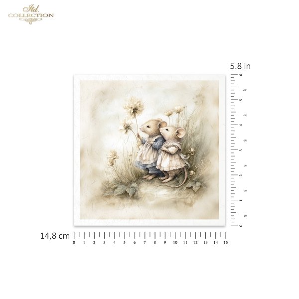 Myszki, sielanka, akwarela, retro, las, natura*Mice, idyll, watercolour, retro, forest, nature*Mäuse, Idylle, Aquarell, Retro, Wald, Natur*Ratones, idilio, acuarela, retro, bosque, naturaleza