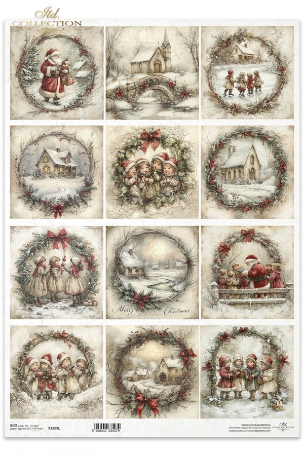 Święty Mikołaj, dzieci, wianki, widoczki, Boże Narodzenie, krajobraz zimowy*Father Christmas, children, garlands, views, Christmas, winter landscape