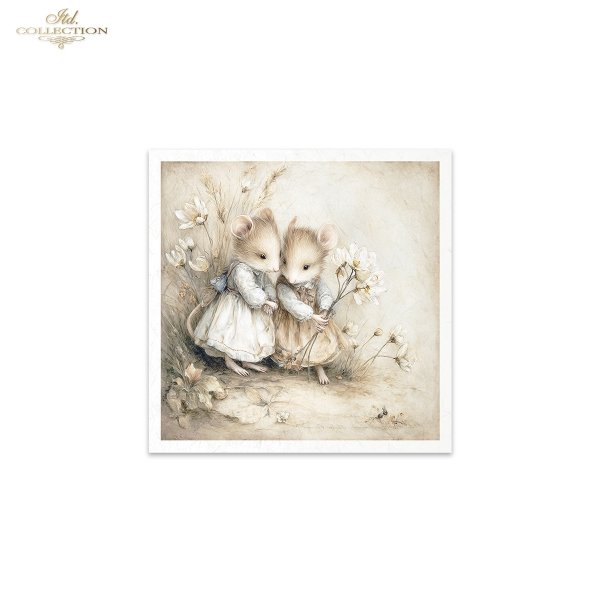 Myszki, sielanka, akwarela, retro, las, natura*Mice, idyll, watercolour, retro, forest, nature*Mäuse, Idylle, Aquarell, Retro, Wald, Natur*Ratones, idilio, acuarela, retro, bosque, naturaleza