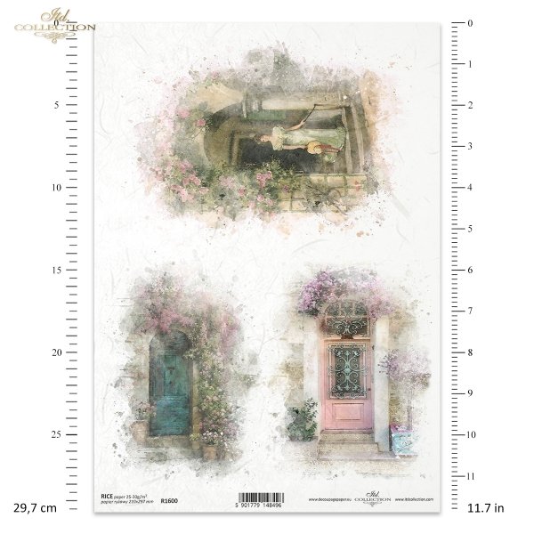 Tryptyk romantyczny, retro, kobiety, kobieta romantyczna, dama, drzwi z kwiatami, kwiaty, tajemnicze wejście, tajemnica, romantyzm, lato, Garden of Dreams, collection Romantic Triptych, retro, women, romantic woman, lady, door with flowers