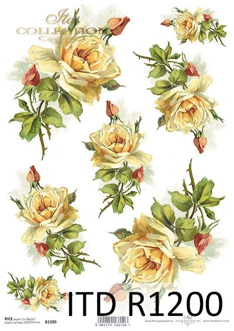 Papier ryżowy kwiaty, herbaciane róże*Rice paper flowers, tea roses