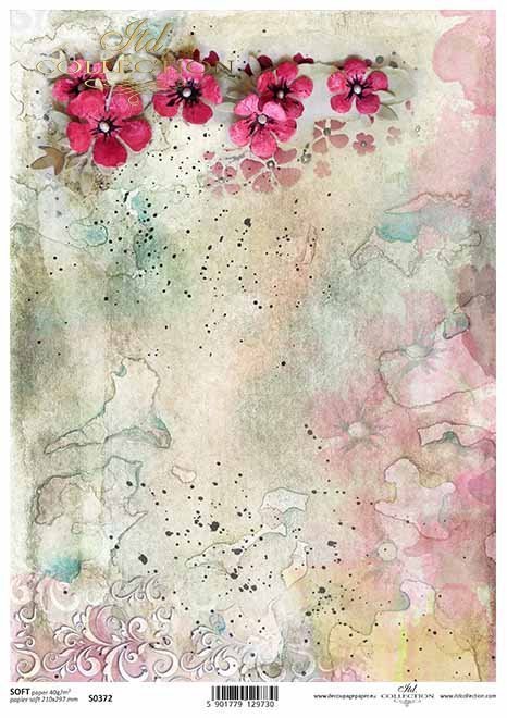 Papier-Decoupage-Blumen, bunte Aquarelle*flores de papel decoupage, coloridas acuarelas*бумага декупаж цветы, красочные акварели