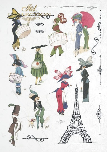 Eiffel Tower, fashion, Paris, old France, vintage, hat, joke, flowers, R337