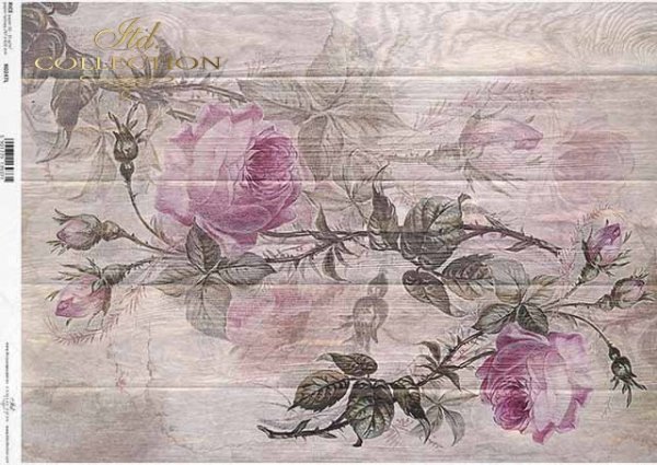flores de papel decoupage, rosas en tableros*Papier Decoupage Blumen, Rosen auf Brettern*бумага декупаж цветы, розы на досках