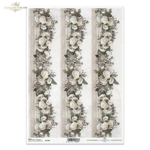 Nostalgia, dekor, ornament, szlaczek, kwiat, róża, róże, bukiet, na chustecznik, tapeta, motyw tapetowy, collection Nostalgia, decoration, ornament, flower, rose, roses, bouquet, wallpaper motif, Sammlung Nostalgie, Dekoration, Ornament