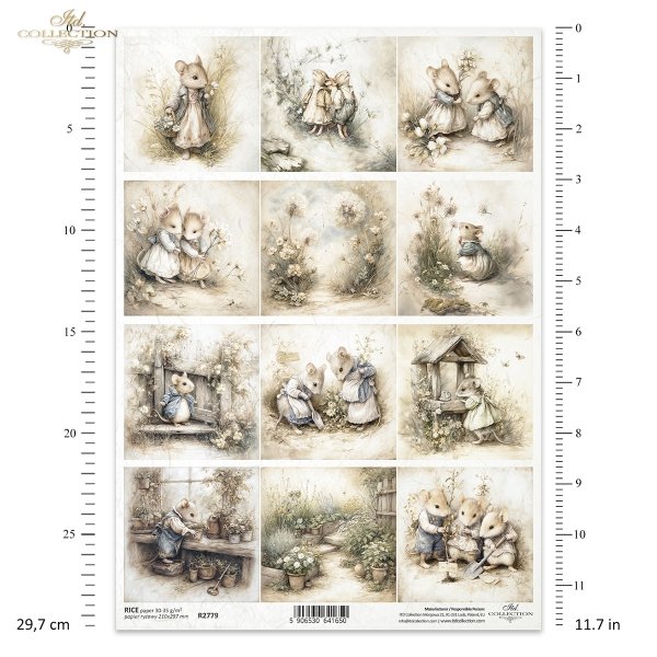 Myszki, sielanka, akwarela, retro, las, natura*Mice, idyll, watercolour, retro, forest, nature*Mäuse, Idylle, Aquarell, Retro, Wald, Natur*Ratones, idilio, acuarela, retro, bosque, naturaleza