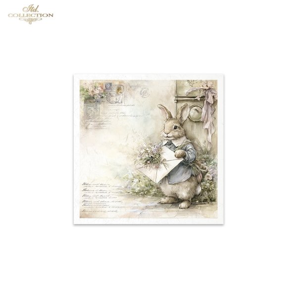 Wielkanocne zające, retro poczta, listy, akwarela, styl vintage, rustykalne ilustracje, antropomorficzne króliki, wiktoriański klimat*Easter bunnies, retro post, letters, watercolor, vintage style, rustic illustrations, anthropomorphic rabbits, Victorian 