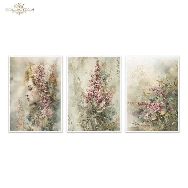 Papier decoupage morwowy FPA3018, dekoracyjne wzory, motywy kwiatowe, bukiet kwiatów, Ogród Muz, Garden of Muses * Mulberry decoupage paper FPA3018, decorative patterns, floral motifs, bouquet of flowers, Garden of Muses *Seria Garden of Muses