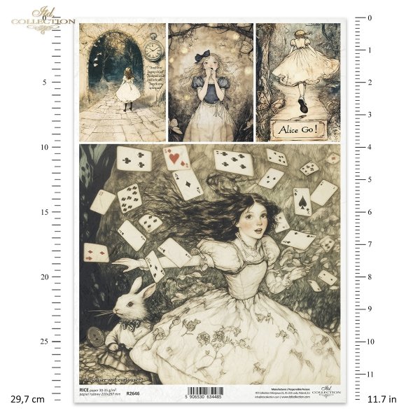 Alicja, karty, Biały Królik, baśniowe kompozycje*Alice, cards, White Rabbit, fairy tale compositions*Alice, Karten, Weißes Kaninchen, Märchenkompositionen*Alicia, cartas, Conejo Blanco, composiciones de cuentos de hadas