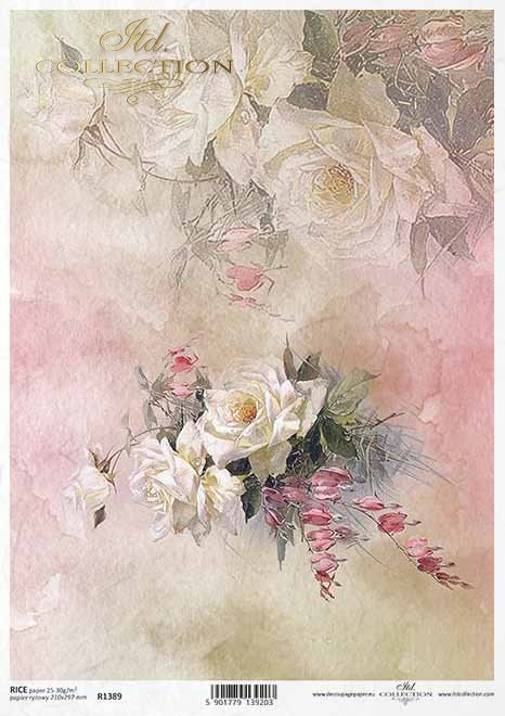 Papier de Riz Roses et Partitions R1168 - Ateliergrisceleste