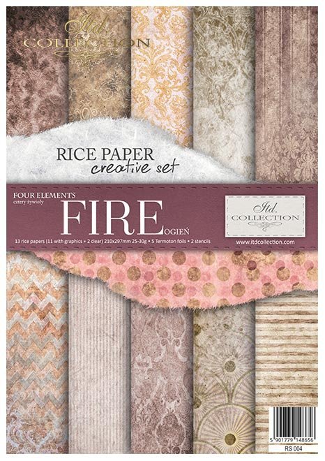 Zestaw kreatywny na papierze ryżowym - Ogień * Creative set on rice paper - Fire
