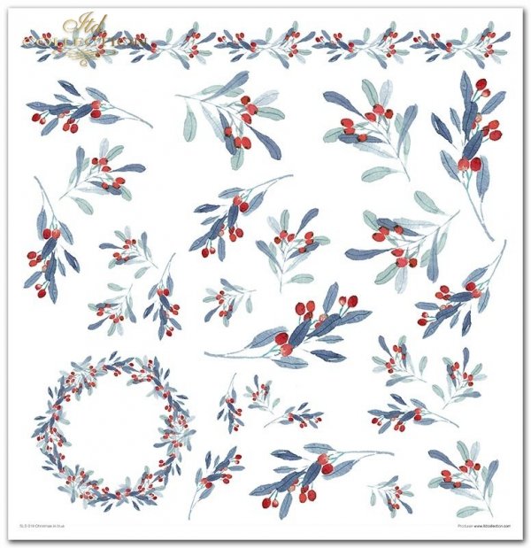 Scrapbooking papers SLS-019 ''Christmas in blue''---- DISCOUNTED PRODUCT