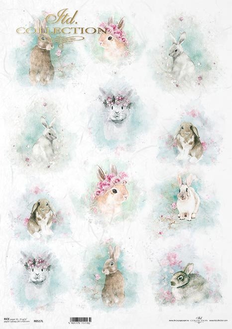 Shabby Chic, akwarele, wiosna, Wielkanoc, zwierzęta wielkanocne, pastelowe kolory*Shabby Chic, watercolours, spring, Easter, Easter animals, pastel colours