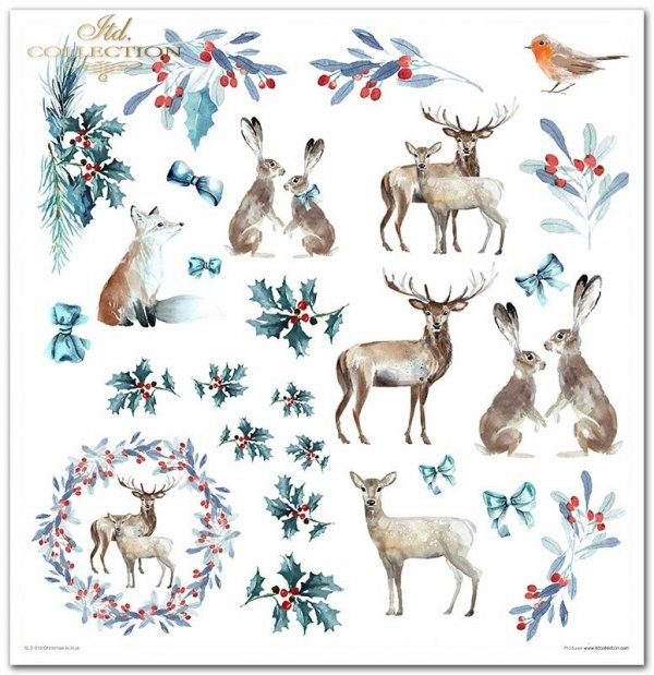 Scrapbooking papers SLS-019 ''Christmas in blue''---- DISCOUNTED PRODUCT