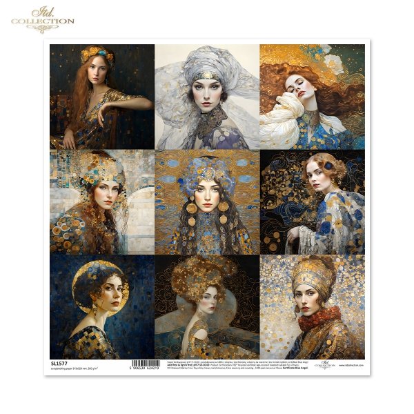 kobiety, złoto, dekoracyjne wzory,, mozaiki, motywy secesyjne*women, gold, decorative patterns, mosaics, Art Nouveau motifs