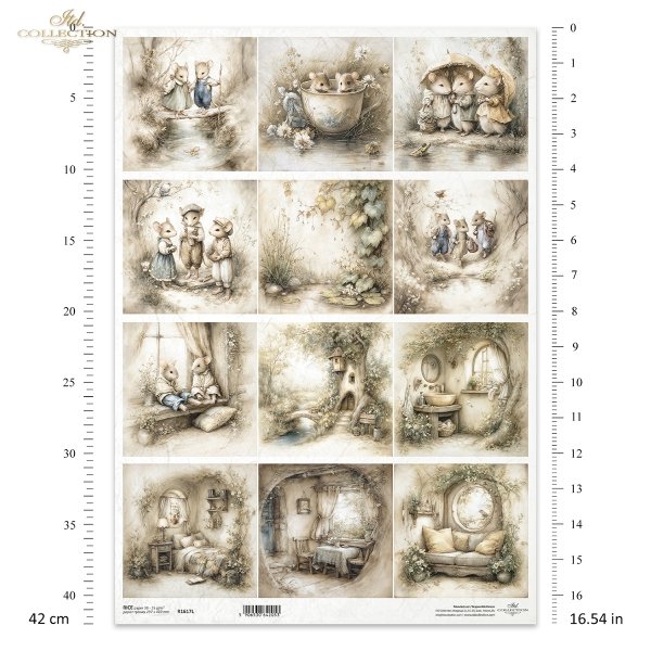 Myszki, sielanka, akwarela, retro, las, natura*Mice, idyll, watercolour, retro, forest, nature*Mäuse, Idylle, Aquarell, Retro, Wald, Natur*Ratones, idilio, acuarela, retro, bosque, naturaleza