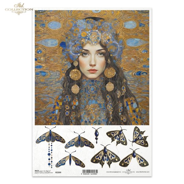 kobieta, kobiety, Klimt, sztuka, złoto, biżuteria, moda, mozaika, ćma, ćmy, secesja, motywy secesyjne, Art Nouveau motifs, Inspired by Klimt, 3D efekt, woman, women, Klimt, art, gold, jewellery, fashion, mosaic, moth, moths, Art Nouveau