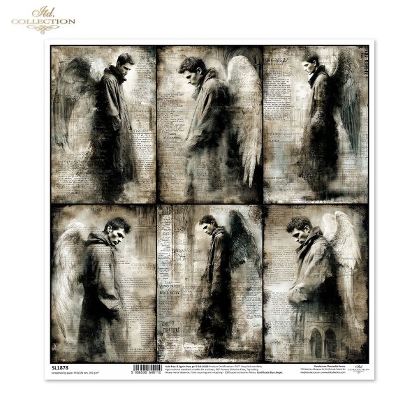 anioły, męskie postacie, skrzydła, melancholia, gotyk, vintage, postarzany papier, mroczne portrety