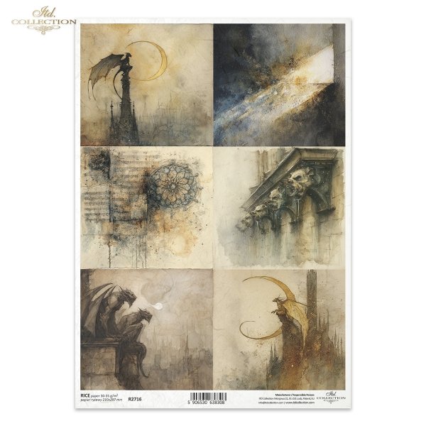 smoki, kruki, gotyckie witraże, architektura, stare nuty, księżyc, promień światła, fantasy*dragons, ravens, lanterns, fantasy, Gothic interiors, sketches