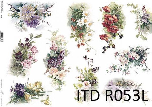 Papier decoupage ryżowy-papier decoupage kwiaty*Rice paper decoupage*Decoupage paper flowers