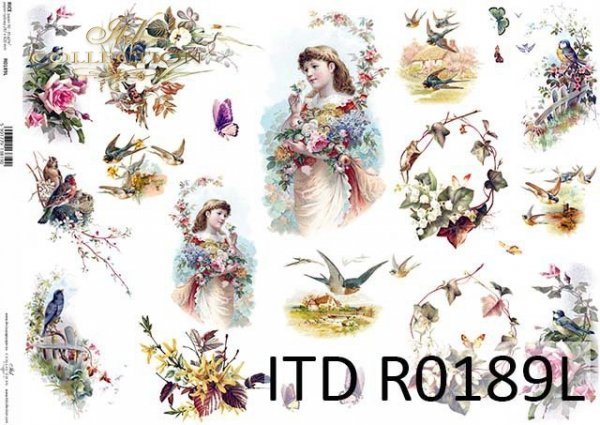 papier ryżowy decoupage ptaki, jaskółki, bukiety*rice paper decoupage birds, swallows, bouquets