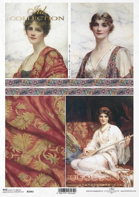 Malarstwo Williama Clarke Wontner, kobiety w orientalnych ubraniach, portrety