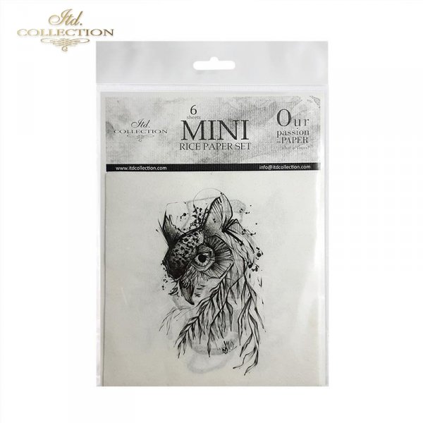 Zestaw papierów ryżowych ITD - RSM012 * Tatuaże Moniki Dutkiewicz Art * sowa, tygrys, motyl, kot, czaszki, twarz