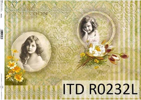 papier ryżowy Vintage, stare tapety, dekory, tła, twarze dziewczyn*Vintage rice paper, old wallpapers, decors, backgrounds, girls' faces