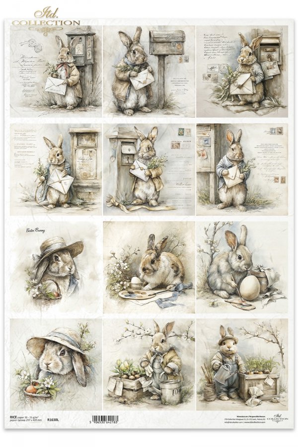 Wielkanoc, zając, królik, vintage, retro, akwarela, wiosna, sielski, wiejski, ilustracja, zwierzęta, kwiaty*Easter, hare, rabbit, vintage, retro, watercolor, spring, idyllic, rustic, illustration, animals, flowers
