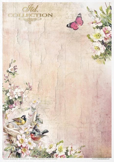 Zestaw kreatywny na papierze ryżowym - Rosy summertime * Creative set on rice paper - Rosy summertime