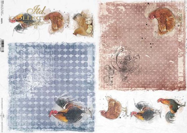 papel de arroz decoupage gallinas, pollos, gallos*Reispapier Decoupage, Hühner, Hähne*рисовая бумага декупаж цыплят, куры, петухи