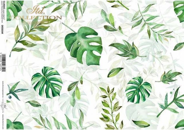 Decoupage-Papier mit Blättern, grünen Blättern*papel decoupage con hojas, hojas verdes*бумага для декупажа с листьями, зеленые листья