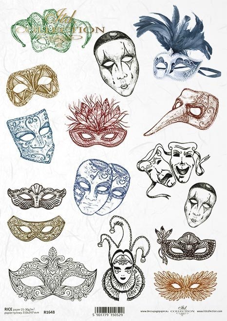 Karnawałowe maski, Pierrot, maska wenecka, karnawał*Carnival masks, Pierrot, Venetian mask, carnival