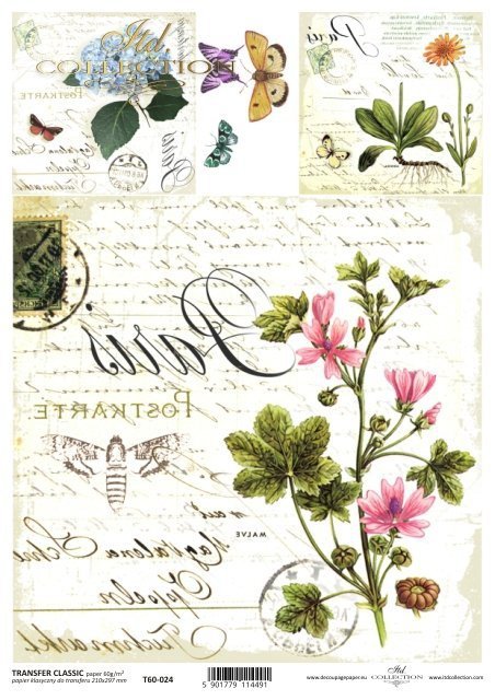 .Papel Decoupage Clásico A4 - transfer/espejo T6024