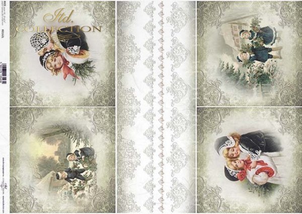 Papier decoupage Vintage, Boże Narodzenie, koronki*Vintage, Christmas, lace*Vintage, Weihnachten, Spitze*Vintage, Navidad, encaje*Винтаж, Рождество, кружева