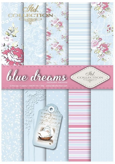 SCRAP-041 ''blue dreams'' scrapbooking papers set * zestaw papierów do scrapbooking 0