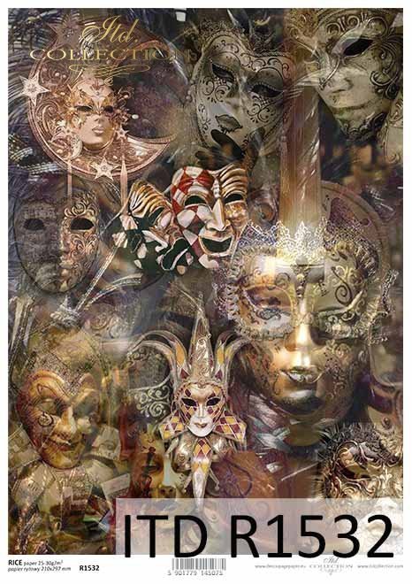 Papier decoupage Maski Weneckie*Decoupage paper Venetian Masks