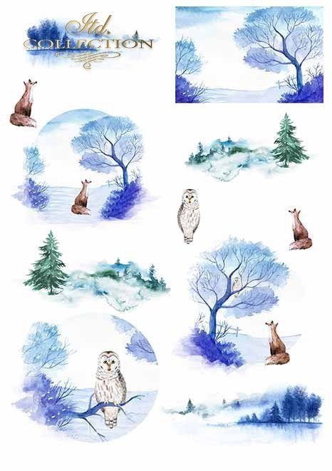 Papiery do scrapbookingu w zestawach - zimowe zwierzęta*Papers for scrapbooking in sets - winter animals