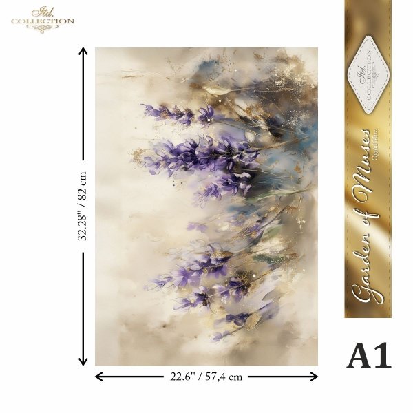 Papier decoupage morwowy FPA1054, dekoracyjne wzory, motywy kwiatowe, bukiet kwiatów, Ogród Muz, Garden of Muses * Mulberry decoupage paper FPA1054, decorative patterns, floral motifs, bouquet of flowers, Garden of Muses *Seria Garden of Muses