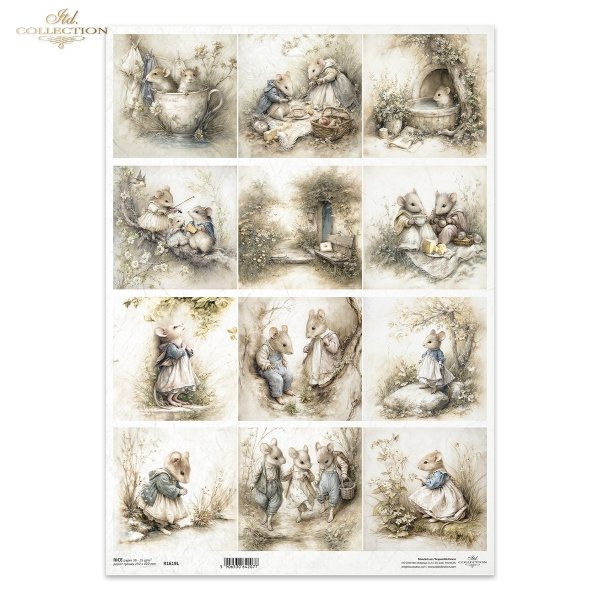 Myszki, sielanka, akwarela, retro, las, natura*Mice, idyll, watercolour, retro, forest, nature*Mäuse, Idylle, Aquarell, Retro, Wald, Natur*Ratones, idilio, acuarela, retro, bosque, naturaleza