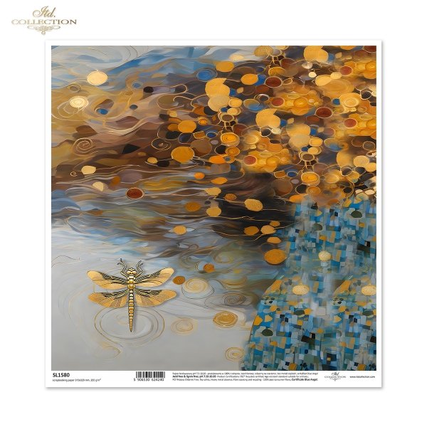 złoto, dekoracyjne wzory, ważki, motyle, kamienie szlachetne, mozaiki, motywy secesyjne*gold, decorative patterns, dragonflies, butterflies, precious stones, mosaics, Art Nouveau motifs