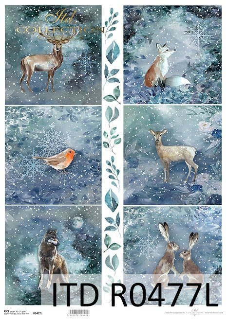 Papel de arroz - Navidad en azul 2*Reispapier - Weihnachten in blau 2*Рисовая бумага - Рождество в синем 2