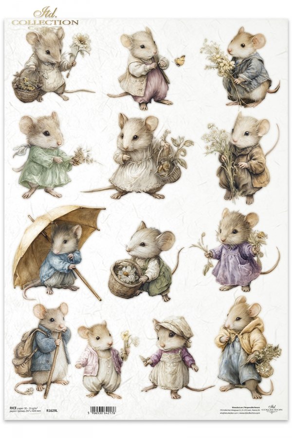 Myszki, wiosenna wyprawa, kwiaty polne*Mice, mouse, spring journey, wildflowers