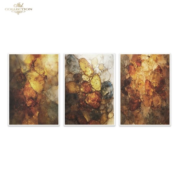 Papier decoupage morwowy FPA3022, Gemstones - bursztyn, inkluzje, kamienie ozdobne, minerały, żywica, tryptyk, dekoracja * amber, inclusions, decorative stones, minerals, resin, triptych, decoration