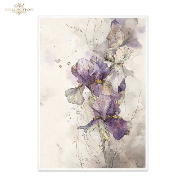 Papier decoupage morwowy FPA3021, dekoracyjne wzory, motywy kwiatowe, bukiet kwiatów, Ogród Muz, Garden of Muses * Mulberry decoupage paper FPA3021, decorative patterns, floral motifs, bouquet of flowers, Garden of Muses *Seria Garden of Muses