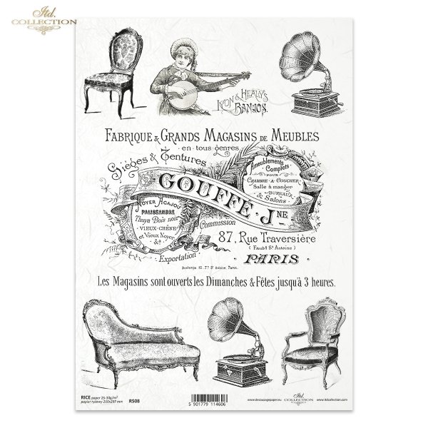 retro and vintage, various inscriptions, old inscriptions, ornaments, decoration, frame, decorative frames, patéphone, armchair, chaise longue, retro furniture