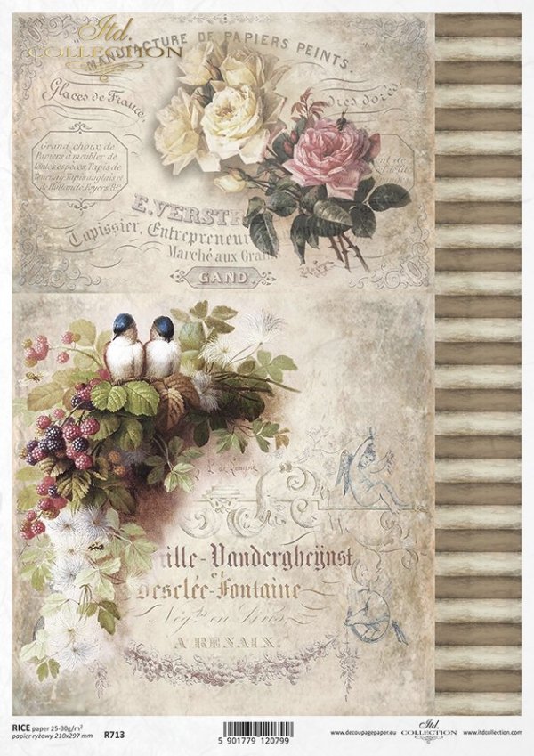 Vintage, retro, kwiaty, róże, róża, ptaki, ptaszki, jaskółka, jaskółki, jeżyna, jeżyny, owoce leśne, napisy, R713, flower, rose, birds, swallow, blackberry, forest fruit, retro lettering, Blumen, Rose, Vögel, Vogelgezwitscher, Schwalbe, Brombeere, Waldfru